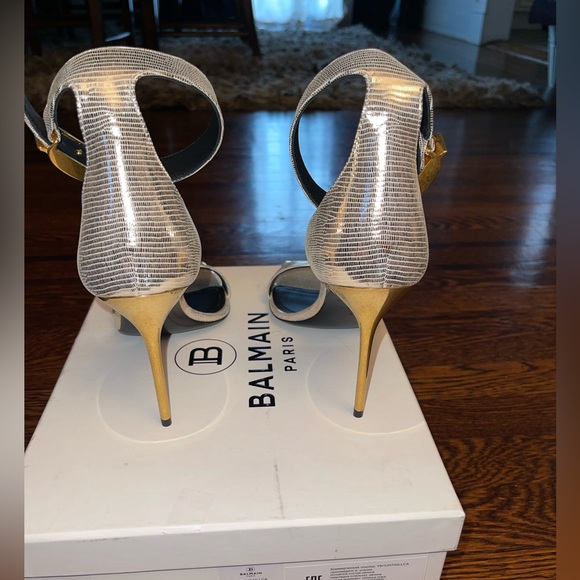 BALMAIN GOLD SANDAL PUMPS - Picture 3 of 6